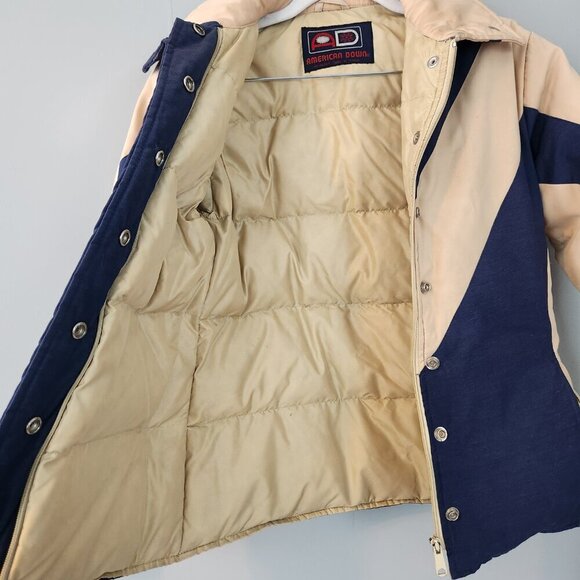 Vintage Down Jacket Blue and Tan Chevron Women's Size Small - Picture 4 of 14